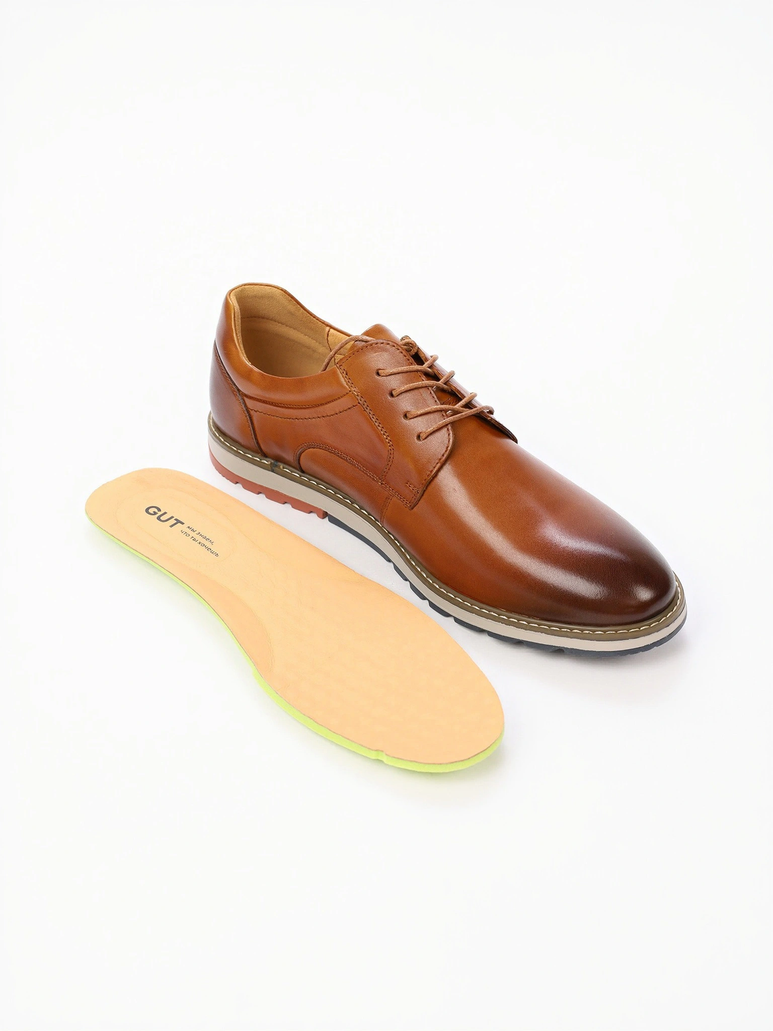 Туфли-дерби рыжего цвета со шнуровкой